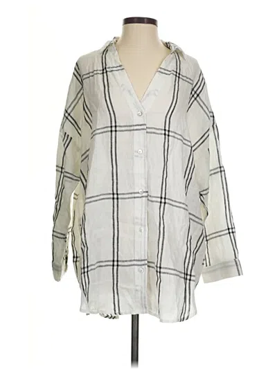 Pre-owned L*space 3/4 Sleeve Button Down Shirt In Silver