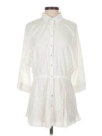 Pre-owned L*space 3/4 Sleeve Button Down Shirt In White