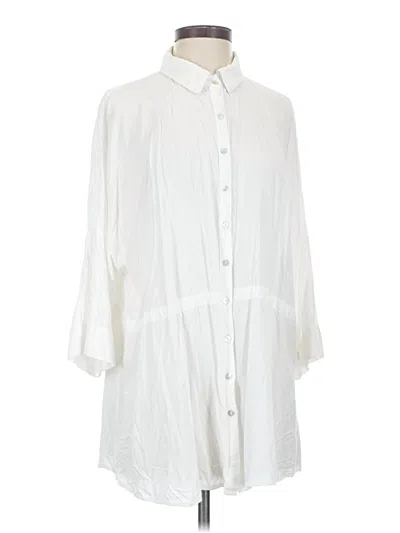 Pre-owned L*space 3/4 Sleeve Button Down Shirt In White