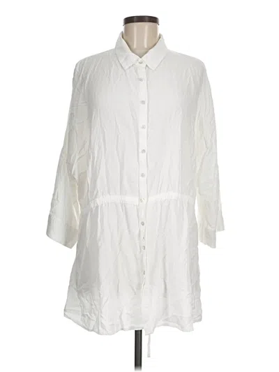 Pre-owned L*space 3/4 Sleeve Button Down Shirt In White