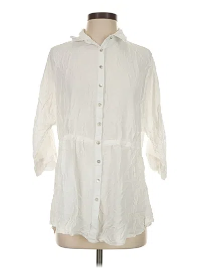 Pre-owned L*space 3/4 Sleeve Button Down Shirt In White