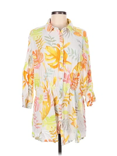 Pre-owned L*space 3/4 Sleeve Button Down Shirt In Yellow