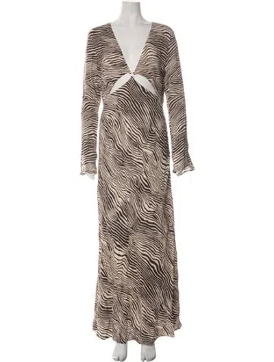 Pre-owned L*space Animal Print Long Dress In Neutrals