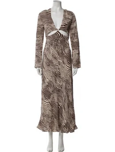 Pre-owned L*space Animal Print Long Dress W/ Tags In Brown