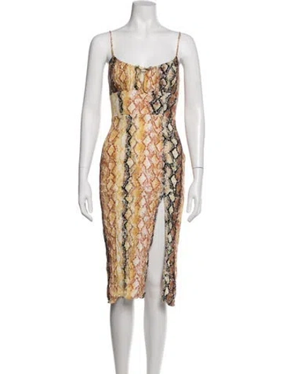 Pre-owned L*space Animal Print Midi Length Dress In Multicolor