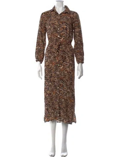 Pre-owned L*space Animal Print Midi Length Dress W/ Tags In Black