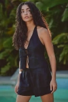 L*space April Linen Halter Tank Top In Black