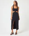 L*space Black Ribbed Midi Dress With Centre Slit In Blue