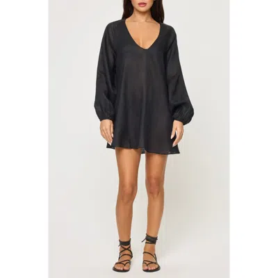 L*space Lspace Boat Trip Linen Cover-up Tunic In Black