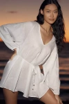 L*space Boat Trip Linen Tunic Mini Dress In White