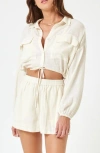 L*space Lspace Bora Button-up Cover-up Crop Top In Cream