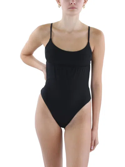 L*space Bree 1pc Classic Womens Ribbed Nylon One-piece Swimsuit In Black