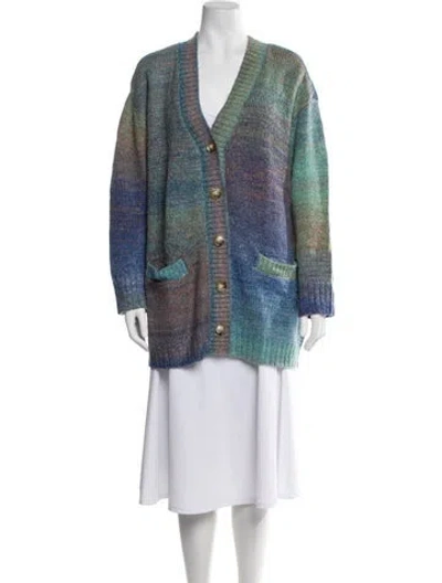 Pre-owned Lspace By Monica Wise Striped V-neck Sweater In Blue