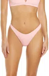 L*space Cabana Bitsy Bikini Bottom Womens Pink Stretch Ribbed Thong Jdm489 In Pink