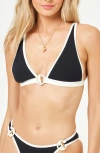 L*space Lspace Caicos Bikini Top In Black/cream