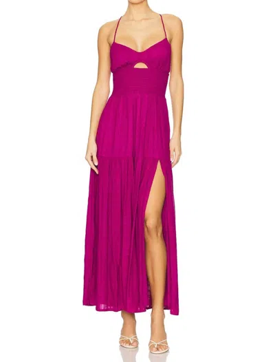 L*space Calla Smocked Cutout Tiered Leg Slit Maxi Dress In Berry In Purple