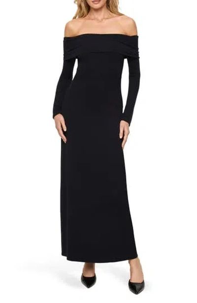 L*space Lspace Carrie Long Sleeve Off The Shoulder Cover-up Maxi Dress In Black