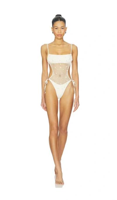 L*space Catching Up One-piece Swimsuit Cream In Black
