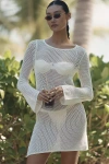 L*space Cleo Sheer Cover-up Mini Dress In Beige