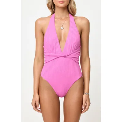 L*space Lspace Coast To Coast Halter One-piece Swimsuit In Purple