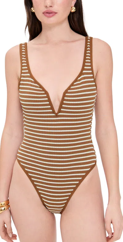 L*SPACE COCO CLASSIC ONE PIECE BROWN SUGAR STRIPE