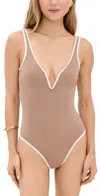 L*space Coco Classic One-piece Swimsuit In Saddle/cream