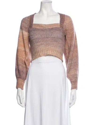 Pre-owned L*space Colorblock Pattern Square Neckline Sweater In Pink