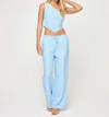 L*space Corey Linen Blend Mid-rise Wide-leg Pants In Blue