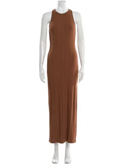 Pre-owned L*space Crew Neck Long Dress In Brown