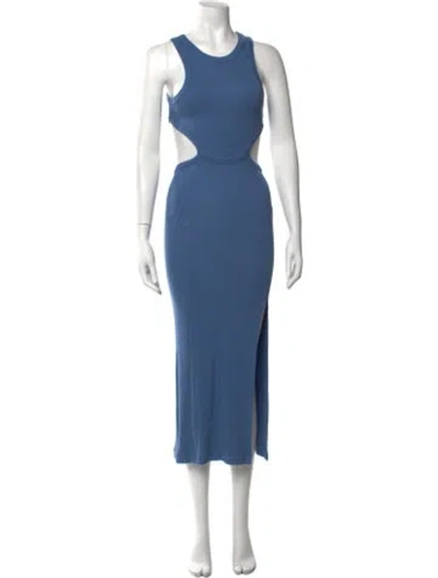 Pre-owned L*space Crew Neck Midi Length Dress In Blue