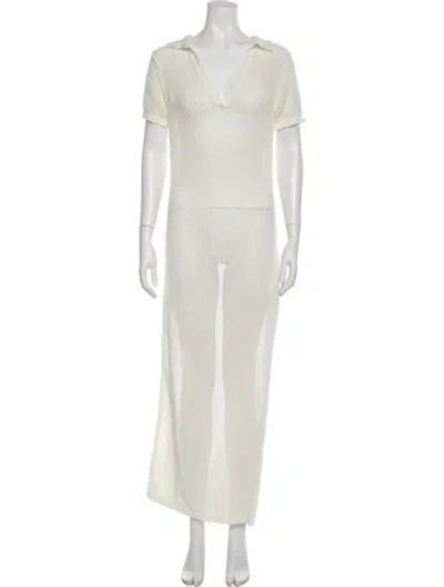 Pre-owned L*space Crochet Long Dress In White