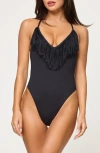 L*space Lspace Deert Days Fringe One-piece Swimsuit In Black