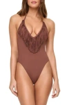 L*space Lspace Deert Days Fringe One-piece Swimsuit In Brown