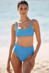 L*space Desi High-waisted Bikini Bottoms In Blue