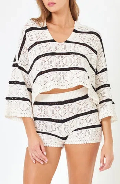 L*SPACE LSPACE DIAMOND EYES STRIPE COVER-UP HOODIE