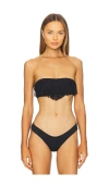 L*space Lspace Dixie Fringe Strapless Bikini Top In Black