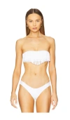 L*space Lspace Dixie Fringe Strapless Bikini Top In White