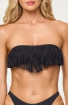 L*space Lspace Dixie Fringe Strapless Bikini Top In Black
