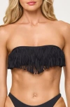 L*space Lspace Dixie Fringe Strapless Bikini Top In Black