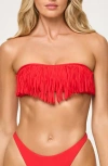 L*space Lspace Dixie Fringe Strapless Bikini Top In Flame