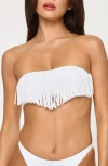 L*space Lspace Dixie Fringe Strapless Bikini Top In White