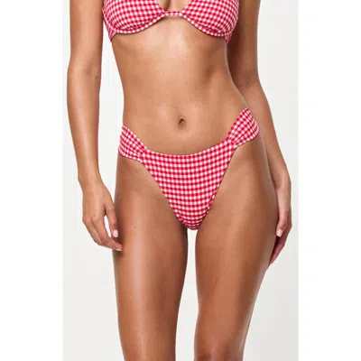 L*space Lspace Dolce Gingham Seersucker Bikini Bottoms In Red