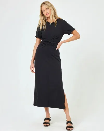 L*space Lspace Drew Midi Dress Women's Small Black Cotton Twist Front Side Slit Erk340