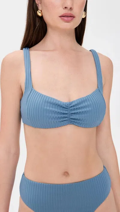 L*SPACE L*SPACE EFFIE BIKINI TOP WOMENS BALTIC RIBBED SHIRRED CUTOUT SWIMWEAR JDM2532