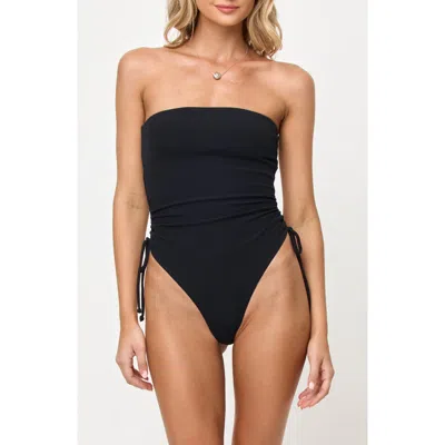 L*space Lspace Elise Ruched Rib One-piece Swimsuit In Black