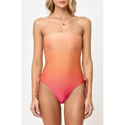 L*space Lspace Elise Ruched Rib One-piece Swimsuit In Orange