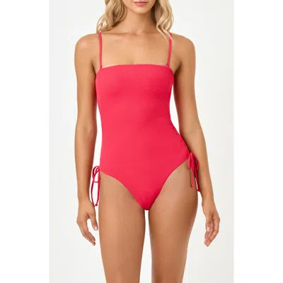 L*space Lspace Elise Ruched Rib One-piece Swimsuit In Red