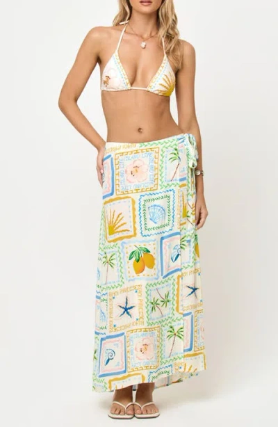 L*space Lspace Ever Polka Dot Cover-up Wrap Skirt In Multi