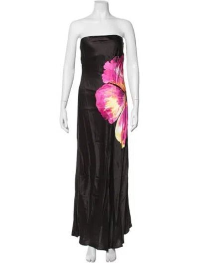 Pre-owned L*space Floral Print Long Dress In Black