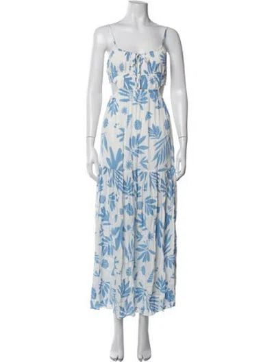 Pre-owned L*space Floral Print Long Dress In Blue